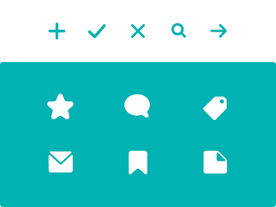 Prismatic iOS Icons arrow bookmark buttons check clean comment email flat glyphs green icon design icons ios iphone minimal modernism nav plus prismatic read search share simple star tag