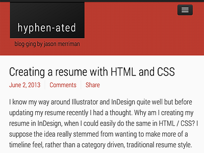 hyphen-ated Mobile Blog Layout blog design screenshot web