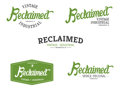 Quick logo options for Reclaimed Vintage Industrial. green logo retro vintage