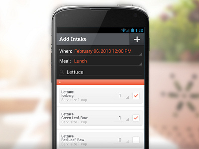 Add intake screen - Android android app calorie health healthcare hospital metabolic weight