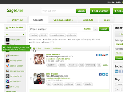 Sage Webapp Contacts List View ui userexperience userinterface ux