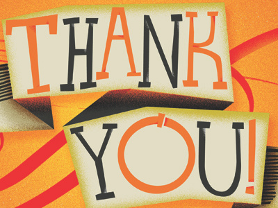 Thank You Card banner cartoon orange thank you typography