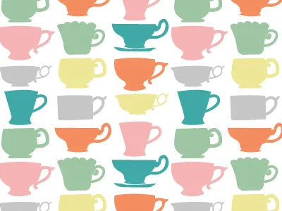 Tea Cups coffee colors cups draw illustration morning tea vintage