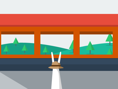 Train Rabbit animation flat design gif illustration rabbit railway train