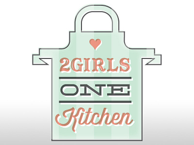 Two Girls One Kitchen apron bake chef cooking display eat eating food girls gray green grey heart industry kitchen one pastel pink script slab serif stripes two