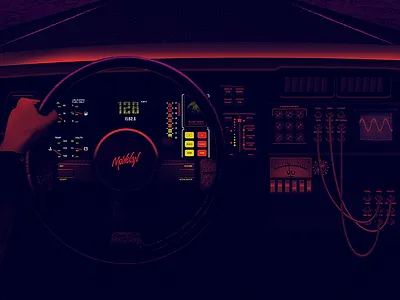 Mowelan Album Art (WIP) - Interior album art capsz car illustration interior mowelan print purple red screen vector yellow