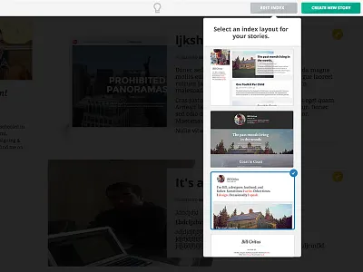 Custom Index Dropdown avatar bio button dropdown flat font icon index marquee name overlay publishing title