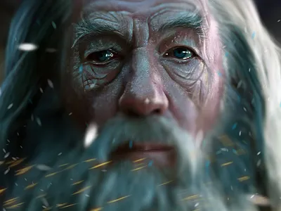 Gandalf beard digital painting drawing fantasy gandalf hobbit hollywood ian mckellen lord of the rings middleearth painting peter jackson the hobbit tolkien wizard