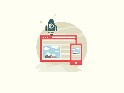 Launch icon illustration rocket web website