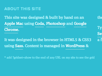 Working on some tweaks to my site colophon footer meta serif proxima nova small
