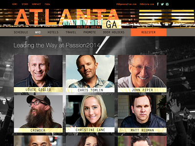 Passion 2014 Speakers Page christian collier vinson conference design event interactive web