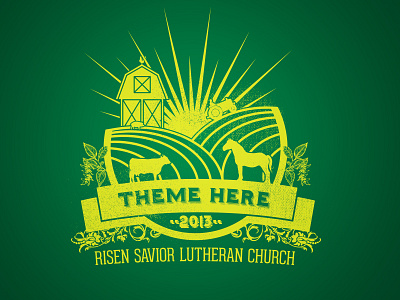 Farm Theme apparel banner cow crops farm field geared slab hominis horse illustration pig t shirt tractor vbs vector vines