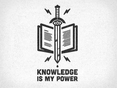 Knowledge Is My Power illustration knowledge logo power sword vector