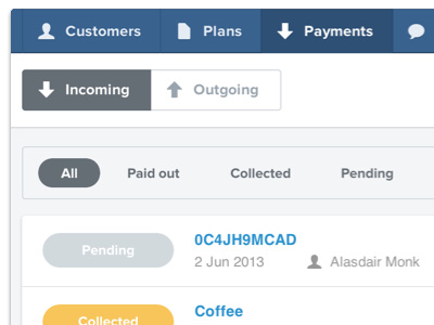 GoCardless Dashboards design redux dashboard gocardless switcher ui