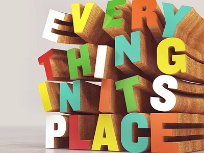 3D typograpy 3d blue cinema4d color every green in light modelling orange place red texture thing this white wood yellow