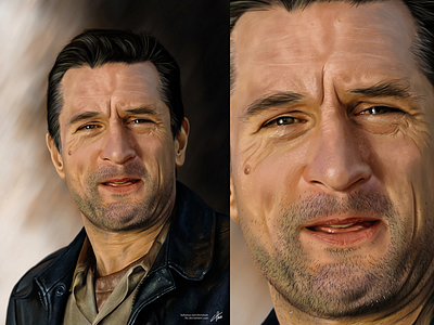 Robert De Niro digital painting drawing hollywood jacket leather painting portrait robert de niro