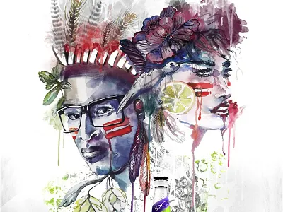 Iro colored draw drink iro iroquois paint painting sandra scalisi watercolor