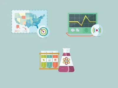 Science flask illustration map monitor openmix radar sonar vector vial