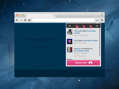 Chrome Extension chrome dribbble extension feed icoming interface notification notifier rss ui