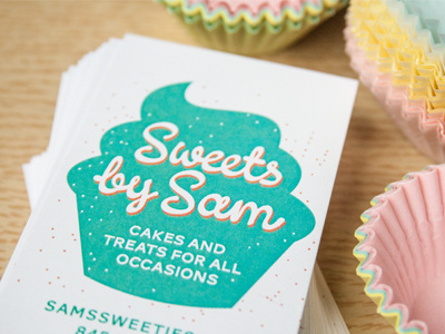 Sweets by Sam baking branding business card cupcake cute identity logo pastel sugar