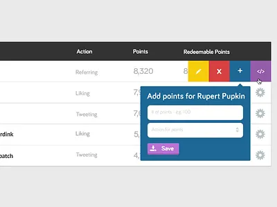 Action Table flat interaction table ui