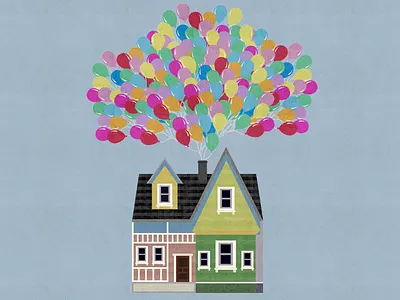 Up balloons disney graphic graphic design home house illustration pixar print print design texture up vector