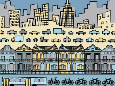 City night abstract bicycle bus cartoon city comic graphic illustration illustrator night pattern skyline sydney terrace vector