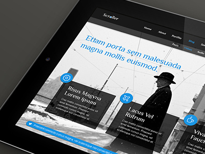 Scroller / coming soon theme blog clean grid kosova onepage portfolio responsive serif taulant bytyqi theme typography wordpres