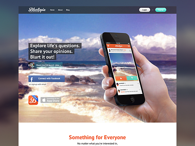 Blurtopia 2.0 Homepage app blurtopia feedback homepage landing results splash web