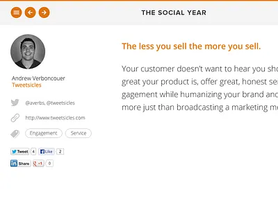 The Social Year v0.1 blog grey open sans orange social social media white