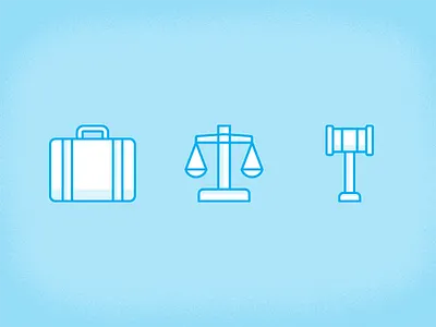 Lawyer Icons balance blue business conviction court gavel icons illustration judge justice law lawyer police scale suitcase