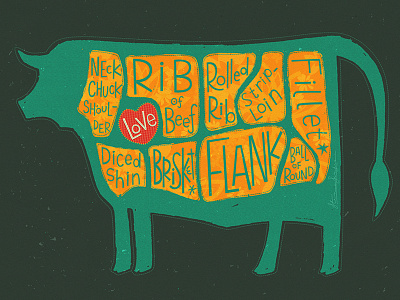 meat LOVE not WAR cinema cow design hand lettering illustration illustrative design illustrator love meat poster