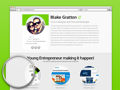 Blake Gratton - Selfie flat single page splash web design website