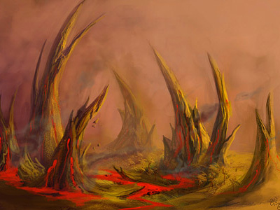 Green Valley - Hell bettina bettinaott concept design devil environment heat hell hot lava orange ott ottbettina paint photoshop red sea valley variation vulcano