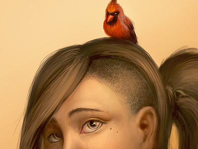 Resting Red bettina bird cute feathers female fun hair human illustration orange ott ottbettina photoshop red rest woman