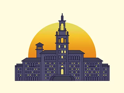 Biltmore Hotel biltmore icon illustration miami sunset