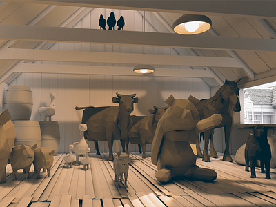 Animal Farm 3d c4d design low poly