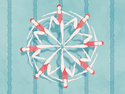 Synchronized Swimmers glitter illustration mandala pattern swim