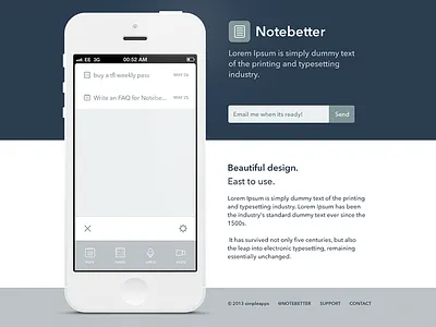 Notebetter - Landing Page app clean clean ui design grey greyscale ios iphone simple ui ui design white ui
