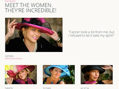 Incredible, Inspirational Women breast cancer html layout nonprofit photography quote typography