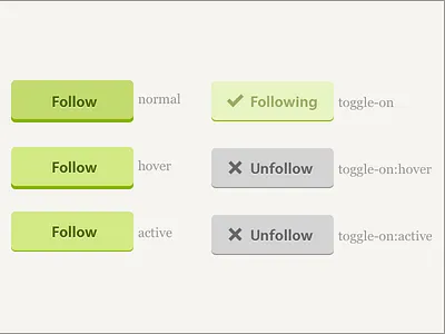 Follow Buttons blippy buttons flat interaction spec