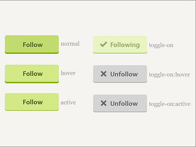 Follow Buttons blippy buttons flat interaction spec