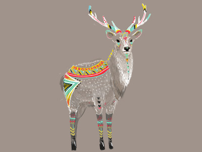 Warrior Deer Friend deer illustration