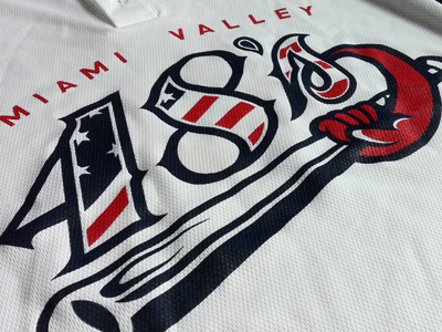 48's Printed baseball bat blue custom dayton miami valley oh ohio red stars stripes type typography white