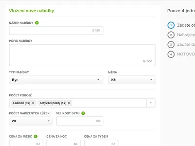 New Offer Add form green input reality select ui