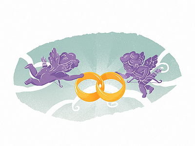 Cupids and the rings cupids foxhide illustration light personal rings sky wings