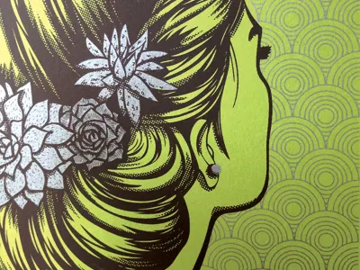 Leave-Behind behind cactus girl hair leave pattern
