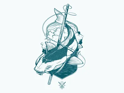Hook fish aro fashion fish hook illustration shirt vector