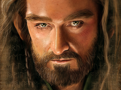 Thorin Oakenshield beard digital painting drawing dwarf face fantasy hobbit hollywood illustration medieval middleearth painting thorin oakenshield tolkien