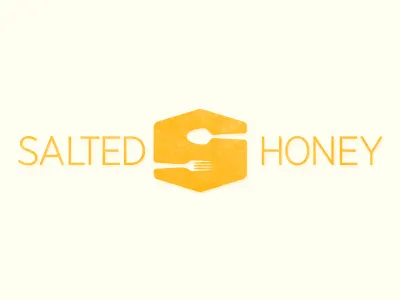 Final Salted Honey Logo branding catering cream dinner dinners farmers farmers market food fork gourmet hexagon honey honey comb honeycomb logo market mustard negative negative space notan organic s salt salted salted honey space spoon yellow
